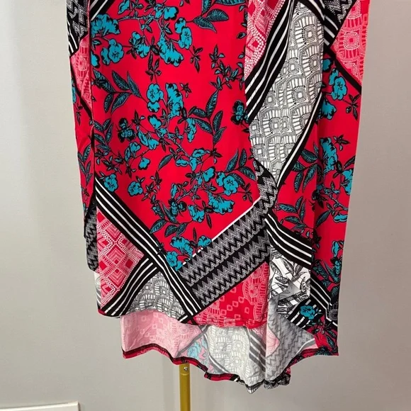 Laundry By Shelli Segal Boho Red and Black Patterned High Low Skirt NWT L - Picture 4 of 11